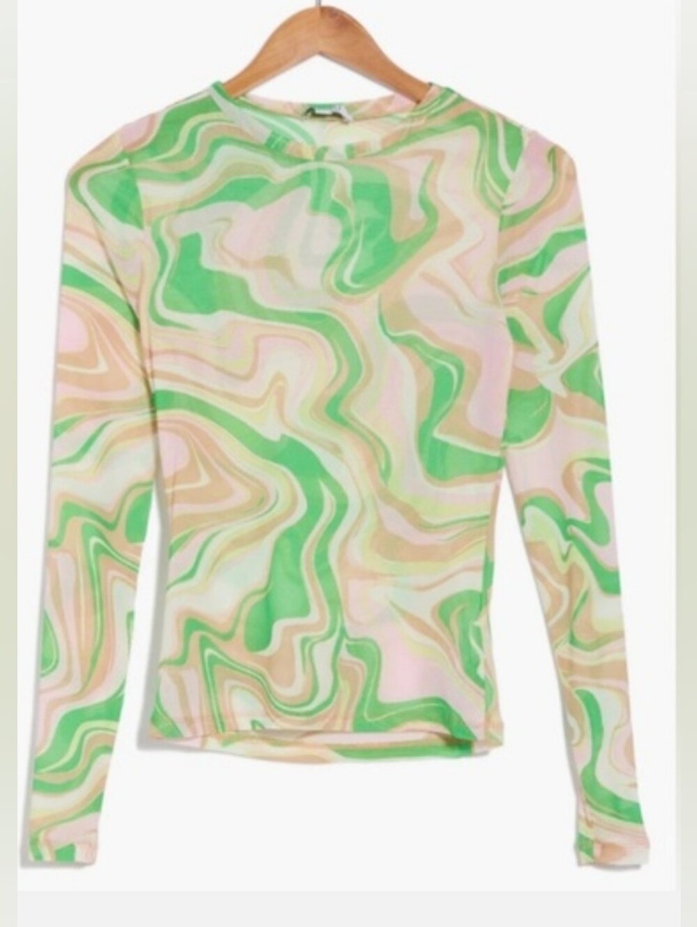 AFRM Mesh Stretch Top/ Green Combo